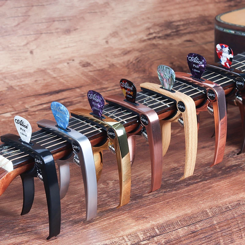 Metall Gitarre Capo Tuner Clamp Professionelle Schlüssel Trigger Einhand Capos Clip Zinklegierung für Akustische Elektrische Gitarre mit Plektrum – Detail 1