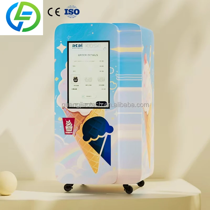 Customize Ice Cream Machine Vending Soft Ice Cream Machine Touch-Free Ice Cream Dispenser Self-Serve Frozen Dessert Station