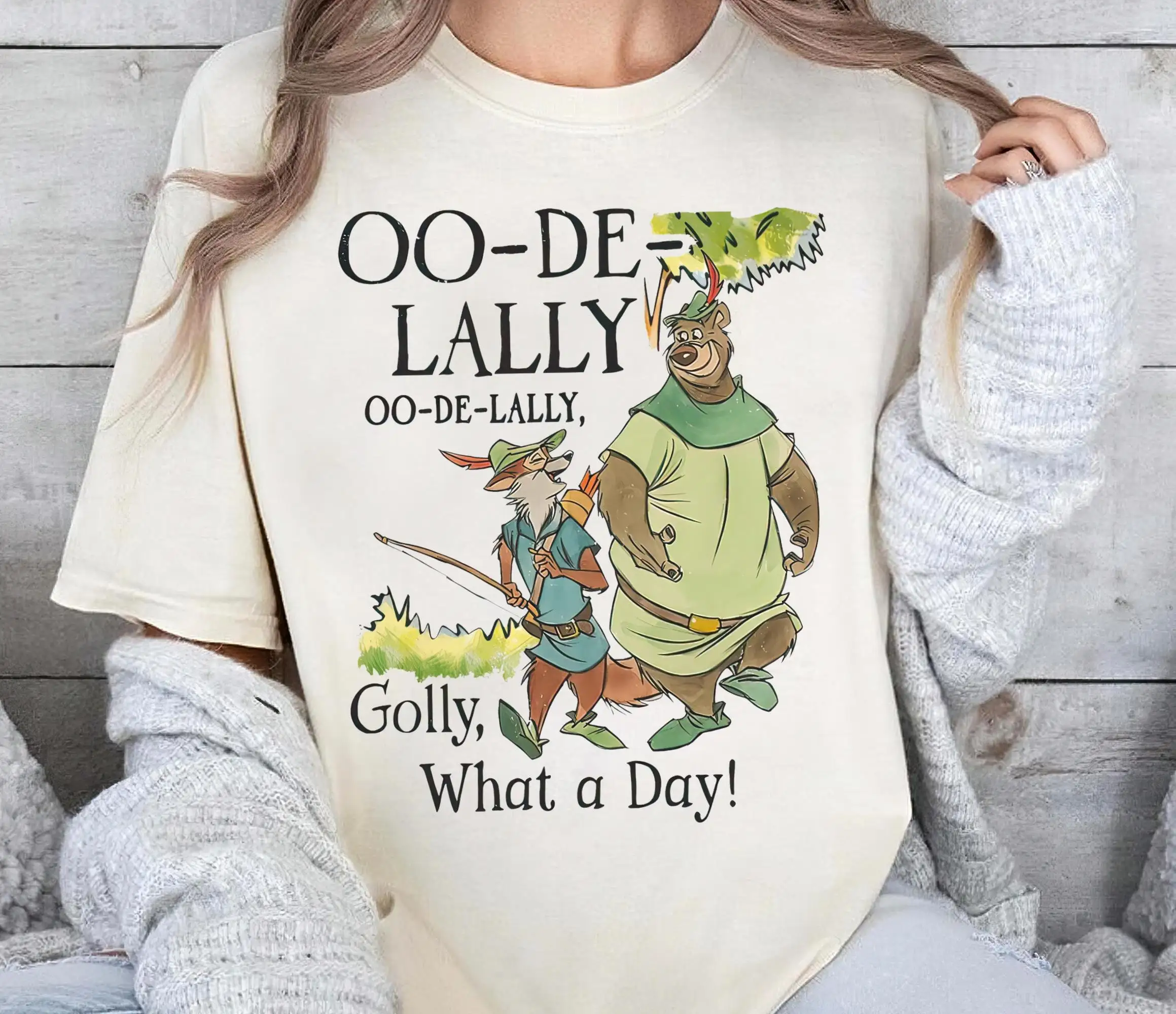 قميص ديزني روبن هود آند ليتل جون Oo-De-Lally، تي شيرت جولي What A Day، تي شيرت بألوان مريحة، قمصان هدية عيد الميلاد