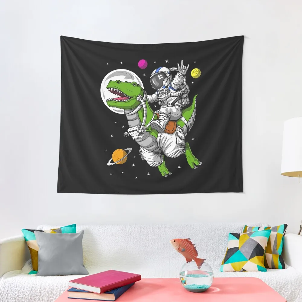 Space Astronaut Riding T-Rex Dinosaur Tapestry Wall Art Room Aesthetic Tapestry