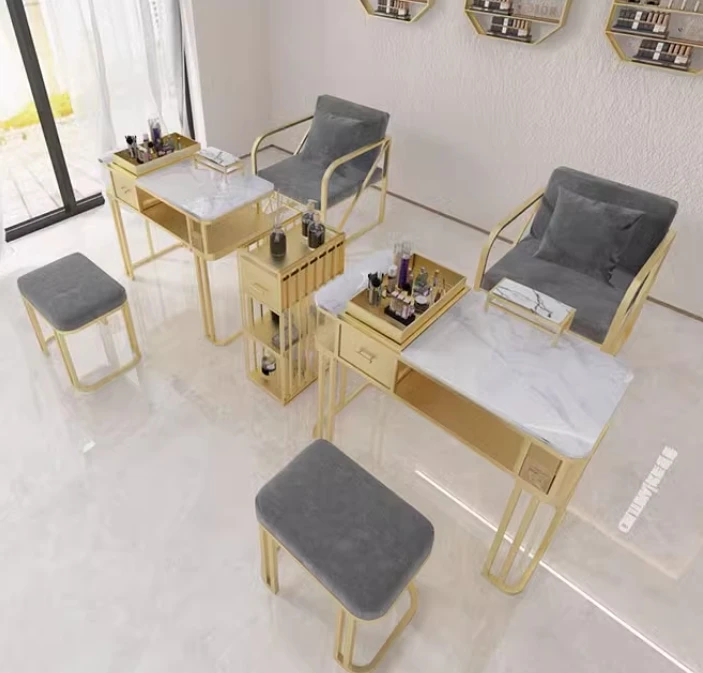 Bring Your Own Manicure Table and Chair Set Single Double Triple Manicure Table Light Luxury Marble Manicure Table