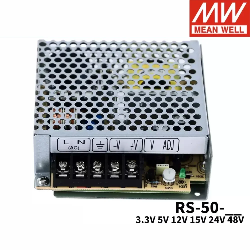 

MEAN WELL RS-50 RS-50-5 RS-50-12 RS-50-24 RS-50-48 50W Single Output Switching Power Supply