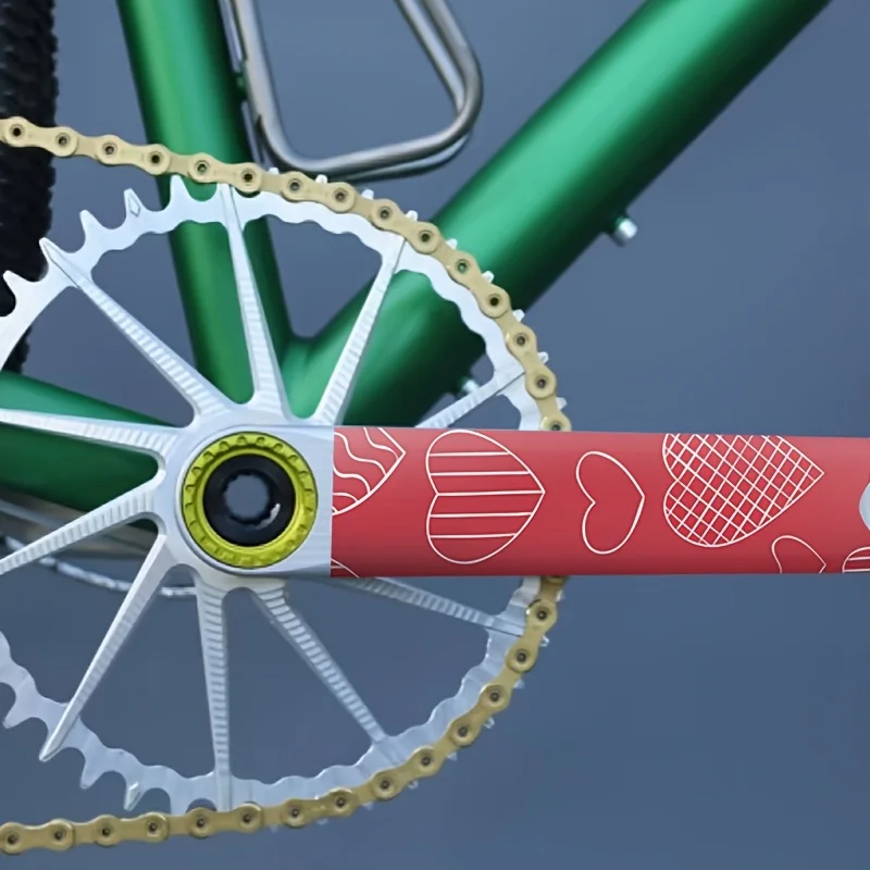 Red Grid Heart Bike Crank Sticker 1Pair Waterproof Vinyl Decal White Line Crank Arm Protector MTB Road Bicycle Cycling Decor