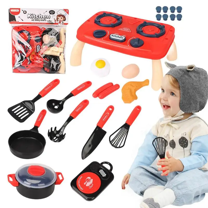 Kids Kitchen Toy Set Set of 14 Educational Toys for Children Cooking Play Exercise Hand-Eye Coordination Pot and Pan Toys for