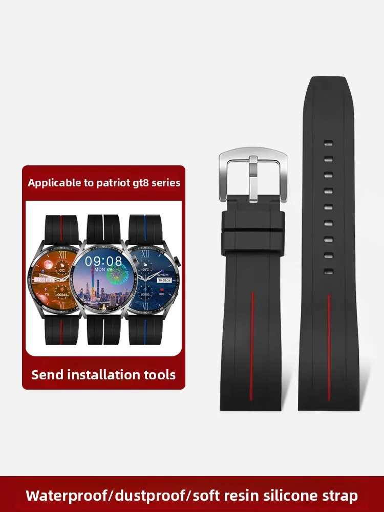 Adecuado para AIGO Patriot GT8, accesorios para reloj inteligente, correa de silicona resistente al agua para hombre, deportiva, GT3 V8, 22mm