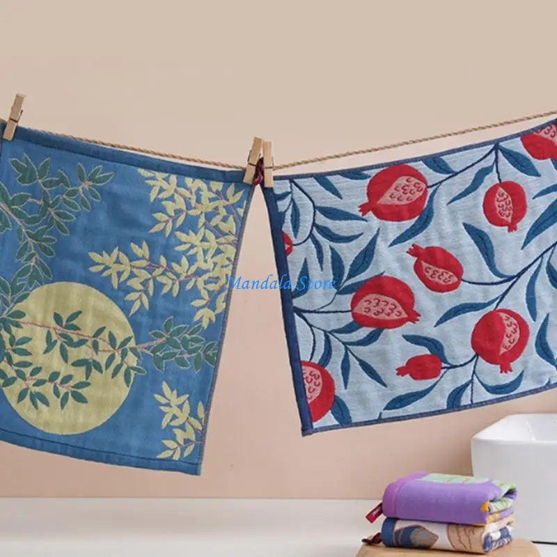 U2JC Cotton Gauze Hand Towel Quick Drying Dishcloth Decorative Florals Designs Home Kitchen Supplies