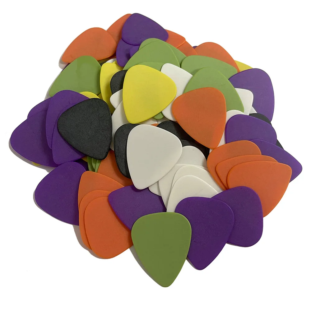 Lots of 100pcs Gauge 0.71mm Delrin Guitar Picks Plectrums Black White Purple Yellow