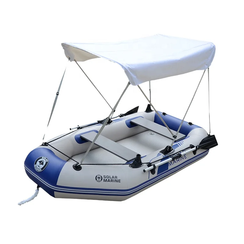 4 Person PVC Inflatable Air Mat Floor Fishing Dinghy Portable Rowing Boat Support Electric Outboard Motor