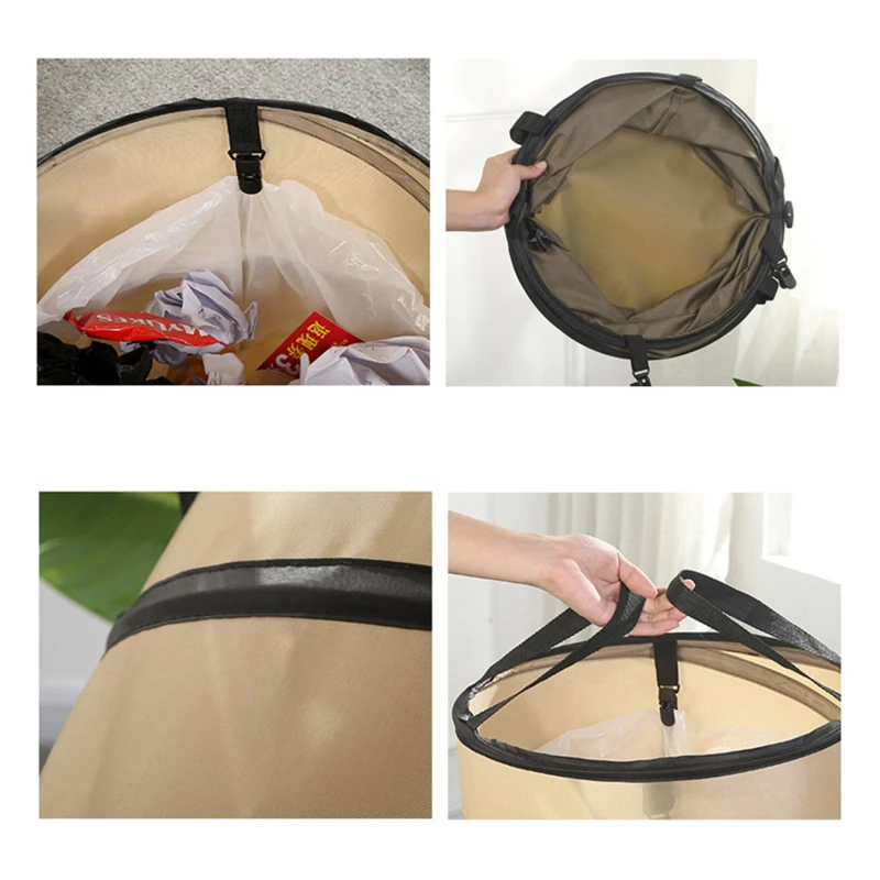 1pc Outdoor Garden Garbage Storage Trash Bag Portable Collapsible Leaf Can For Camping Grass Collection Bin