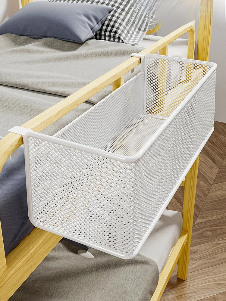 

Bedside Hanging Basket Student Dormitory Top Bunk Bed Headboard Snacks Storage Essential Metal Rack No Drilling Required