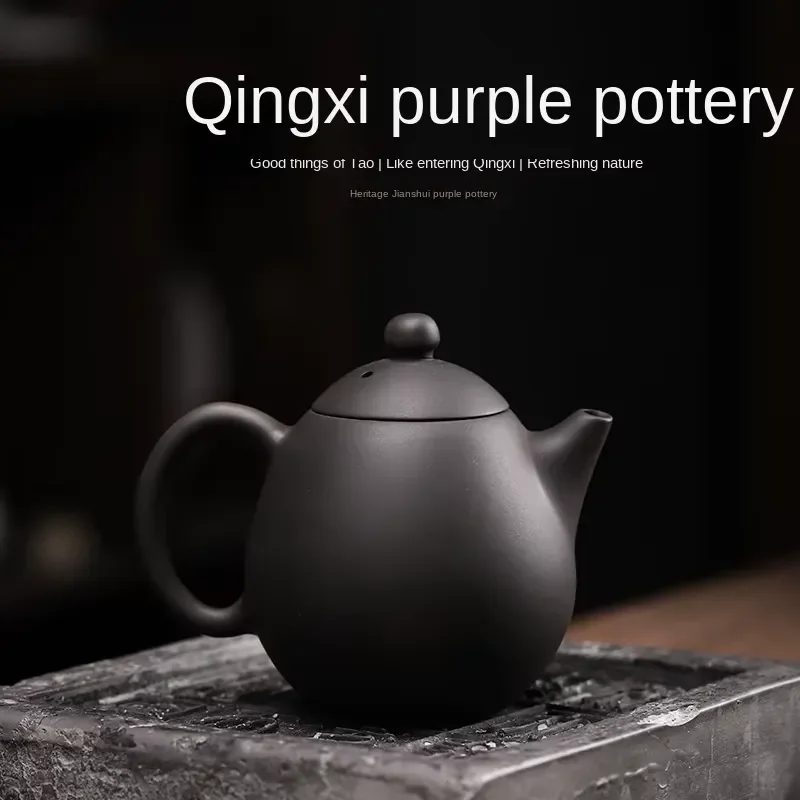 Handmade Purple Pottery Teapot Letian Kangbu Style Enamel Tea Set Traditional Chinese Kung Fu Brewing Vessel for Home Office