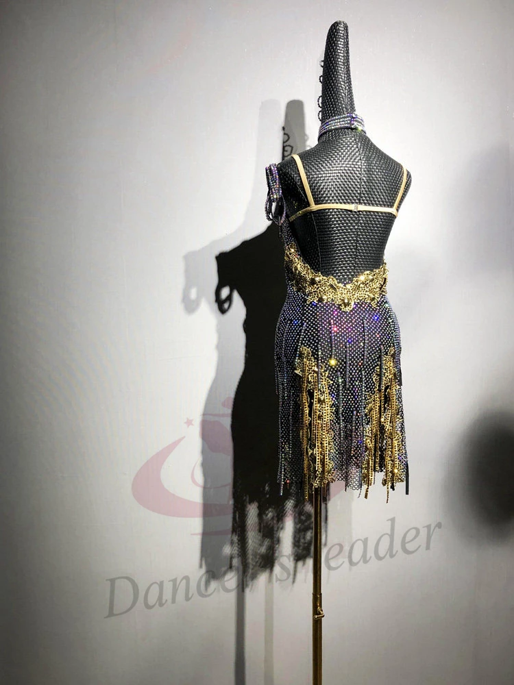 Tancerze latynoamerykańscy, dorosłych, dzieci, ekskluzywna, szyta na miarę sukienka z siateczki z diamentami i kwiatami, sukienka do występów tango i samby z kamieniami AB.