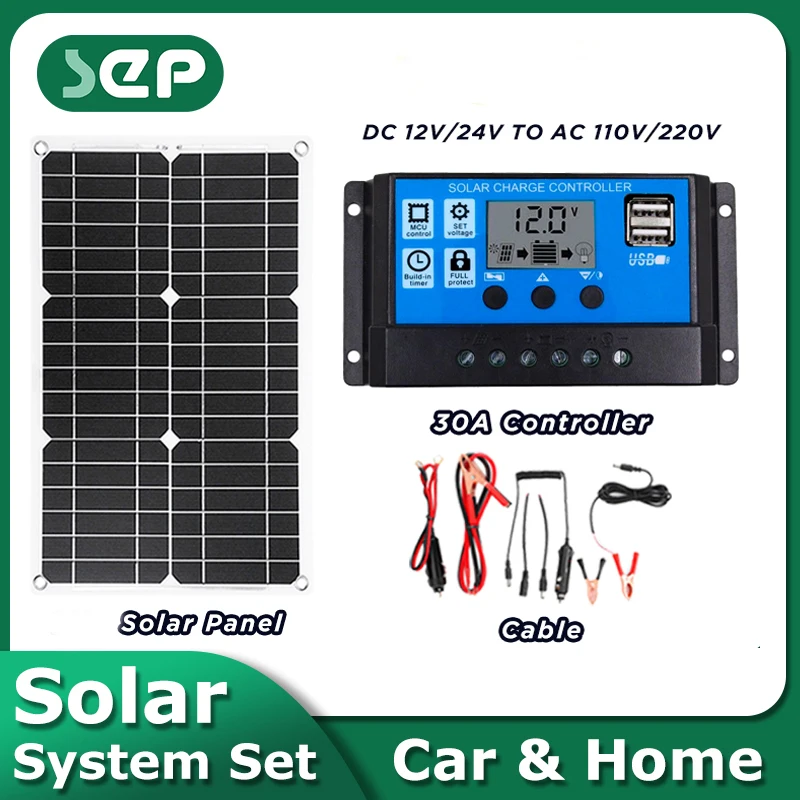 100W 18V car battery solar panel System kit solar charger portable flexible solar panel controller 2USB output Smart Camping