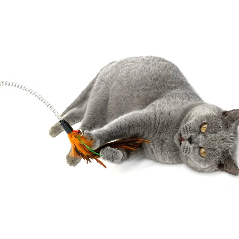 Random Color Interactive Spring Cat Toy with Suction Cup Feathery Mouse on Elastic String Random Color Pet Accessories