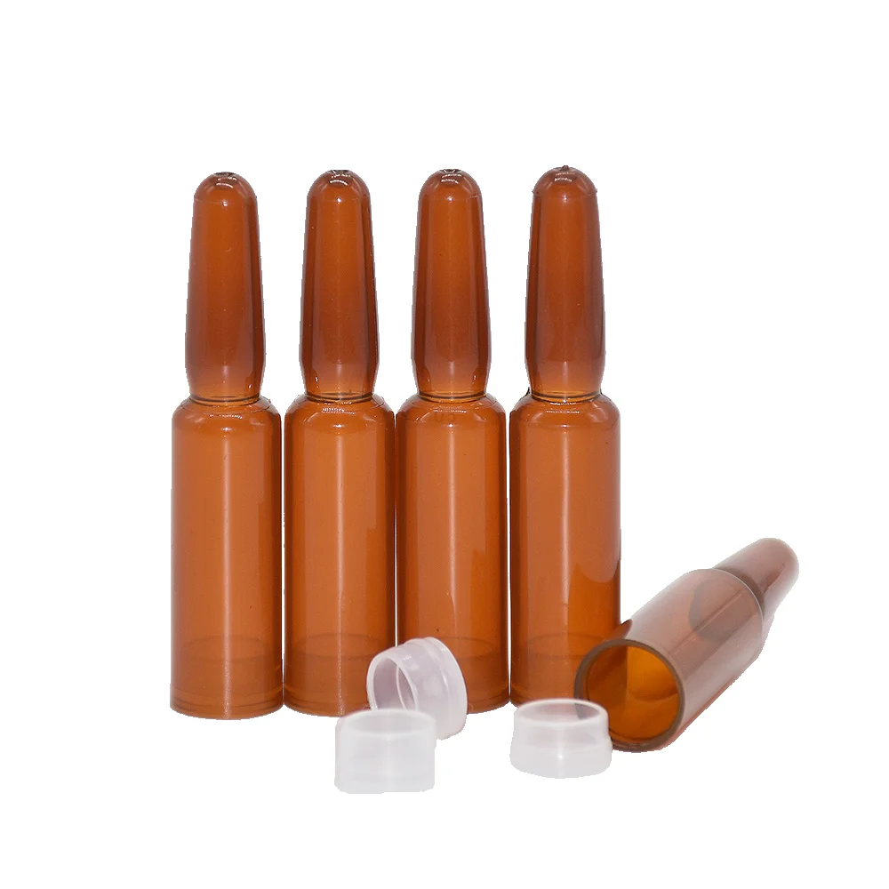 1ML Plastic Amber Ampoule Hyaluronic Acid Packaging Bottle，Empty Vails for Facial Essence,1g Container Break off Bottle 100pcs