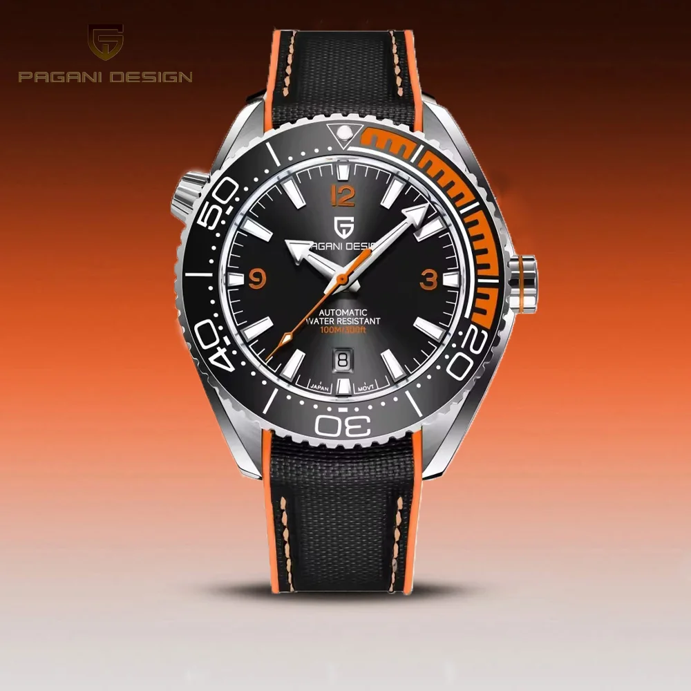 PAGANI DESIGN New Luxury Men's Mechanical Watch 100M Waterproof Sapphire Crystal Clock Ceramic bezel Men's Automatic Watch