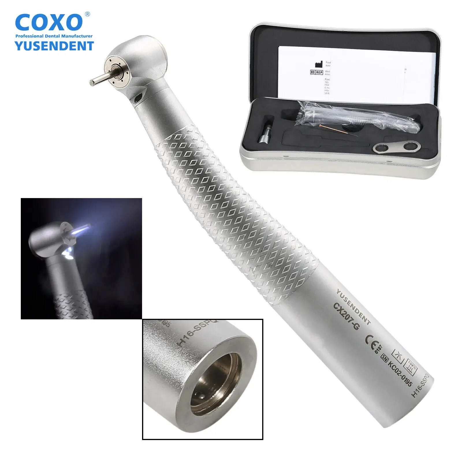 COXO Dental LED Air Turbine Fiber Optic Handpiece High Speed Fit Kavo LUX Quick Coupler 6 Hole