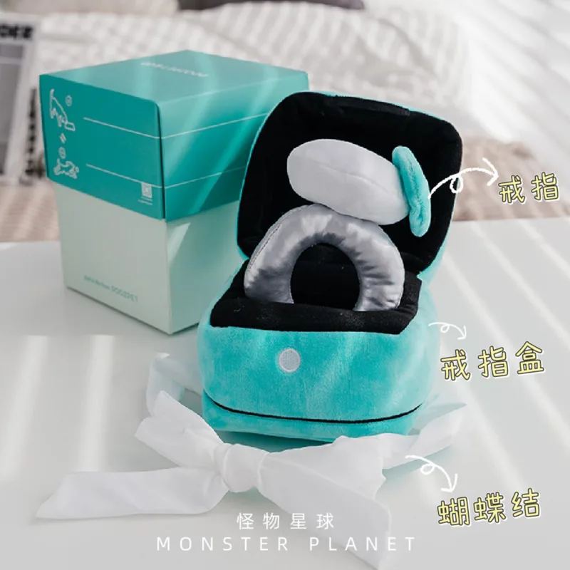 Ins Couple Ring Box Plush Toy Love Diamond Ring Case Pet Chew Toy Bite Sounds Propose Wedding Girl Gift Stuffed Vocal Kids Toy