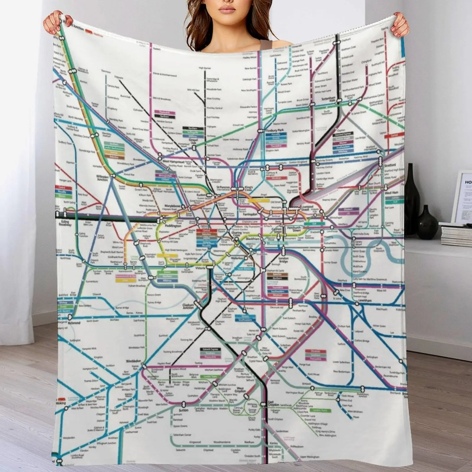 

London AllRail map Throw Blanket Soft Plaid Luxury St Luxury Thicken For Baby Blankets