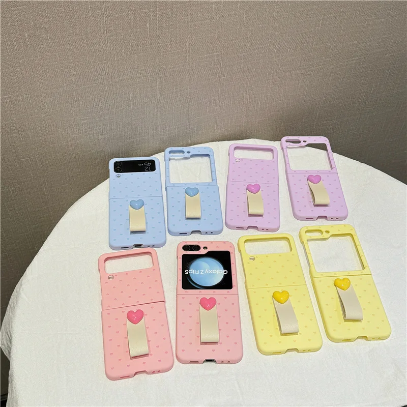 

Macaron Loving heart Phone Case for Samsung Galaxy ZFlip3 ZFlip4 ZFlip5 ZFlip6 Hard PC Back Cover for ZFlip6 Case Shell