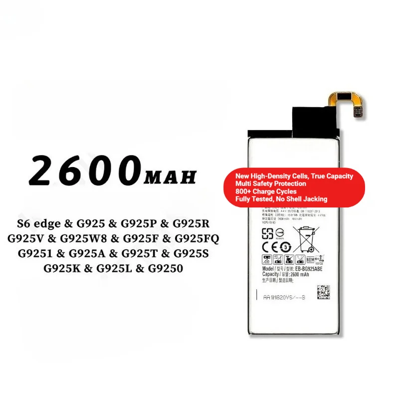 EB-BG925ABE for Samsung S6 Edge/G925/G925P/G925R/G925V/G925W8/G925F/G925FQ/G9251/G925A/G925T Phone Battery Replacement Bateria