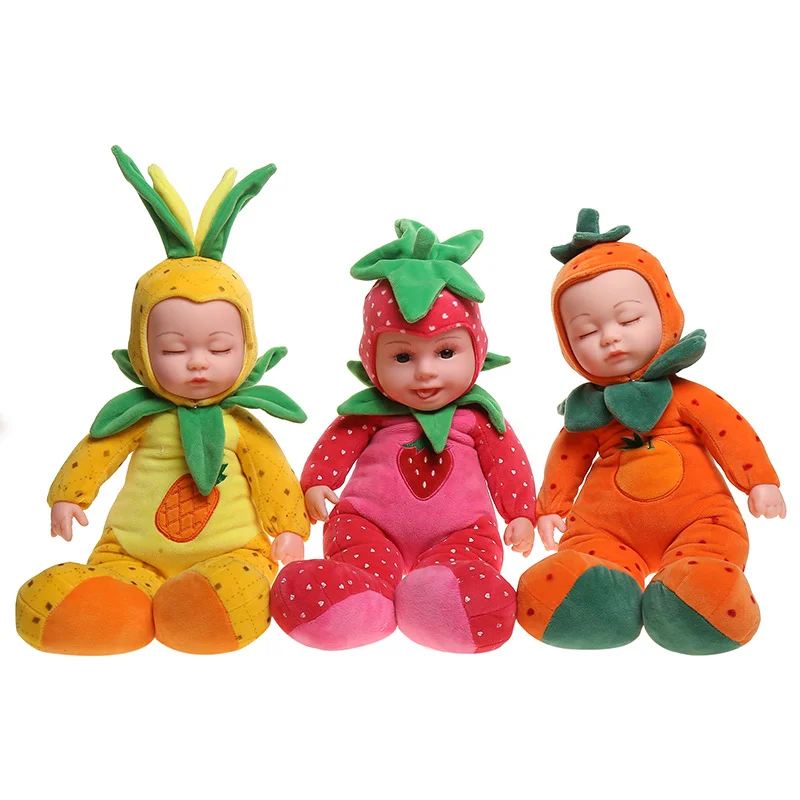 

40cm Creative vinyl fruit doll, plush simulation sleeping companion doll, children's gift, rebirth doll