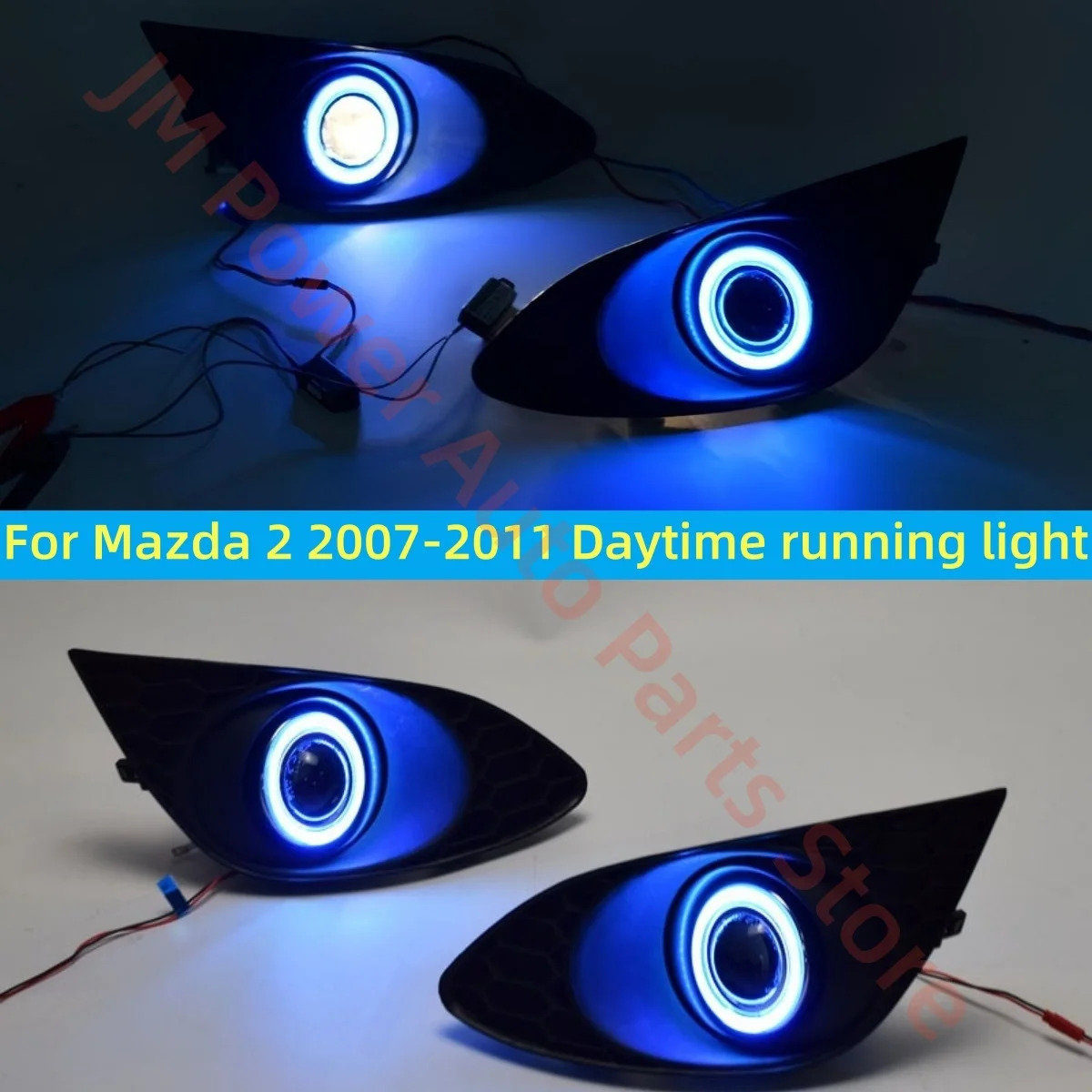 Repuestos para Automóviles Compatibles con Mazda 2 2007-2011, Luz de Circulación Diurna LED de Uso Especial, Modificación de Uso Especial, Ojos de Ángel, Lente, Faro Antiniebla
