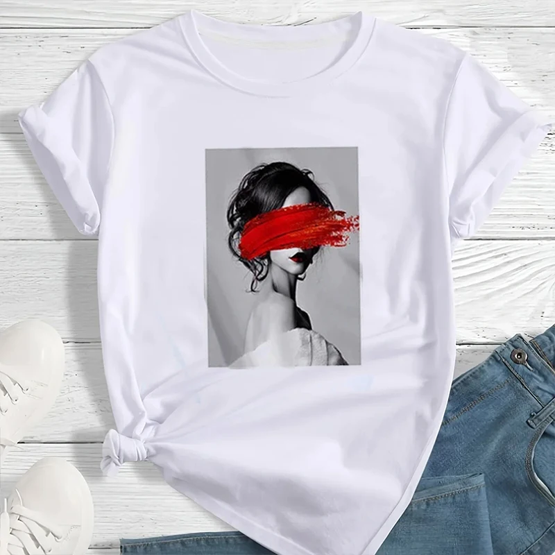 

Poleras Mujer Print T Shirt Women Fashion Summer Short Sleeve Tshirt Female Aesthetic Streetwear Vogue Camiseta Harajuku Clothes