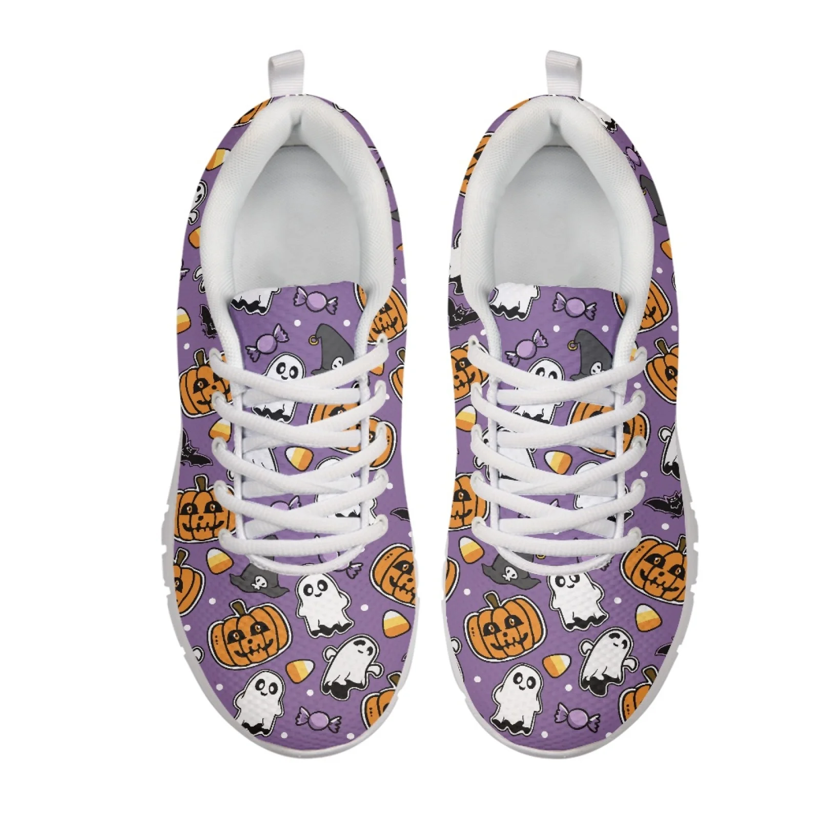 Coloranimal Cute Ghost Pumpkins Sports Tennis Shoes Running Shoes for Womens Lace-up Running Sneakers