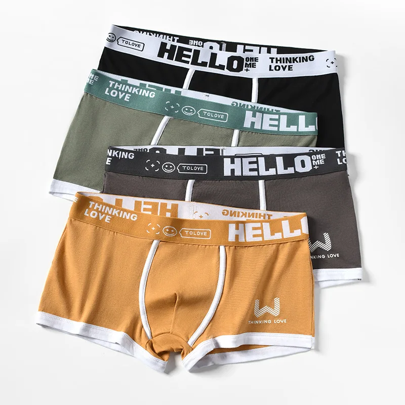 1Pcs Men Cotton Boxer Shorts Panties Underwear3 Colors L XL 2XL 3XL Soft Letter Belt Breathable Soft Fashion Sports