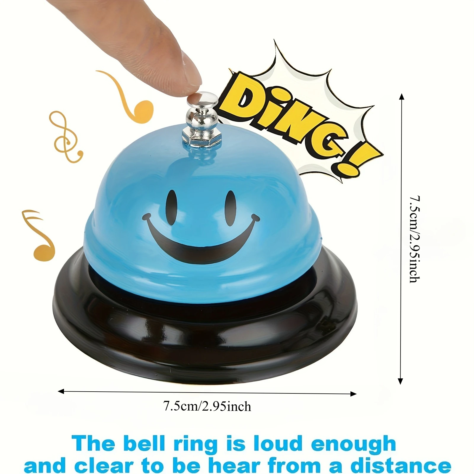 1/3 قطعة أجراس نداء مبتسمة ملونة مع هيكل معدني مضاد للصدأ - أحمر، أزرق، أصفر - مثالية للفندق والمطعم والمكتب والمدرسة