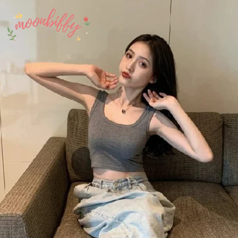 Fashion Sexy Women Candy Colour Tanks Tops Short 100% Cotton Casual Camisole Tube Top Female Sleeveless Cropped Vest