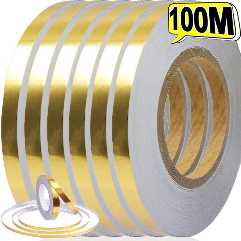 Wholesale Self-Adhesive Tile Sticker Floor and Wall Gap Ceiling Sealing Home Decoration Beauty Seam Gold Silver Tile Tape Poster