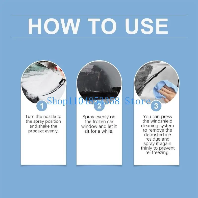 652F Car Deicer Defroster for Windshield De-icer Sprayer Snow Melting Agent Winter Glass Window Cleaner Defrosting