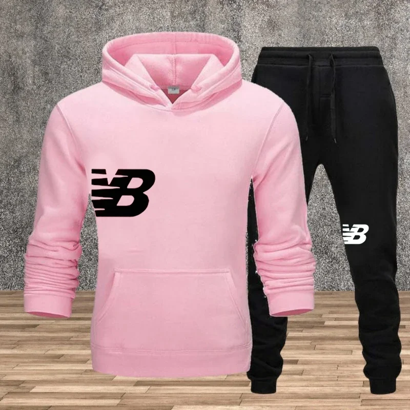 New windproof men's suit for autumn and winter, a 2-piece set of outdoor warm men's and women's sweatshirts and sport pants