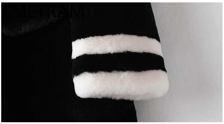 Natural Merino Wool Sheepskin Double Faced Fur Jacket Women Fashion Mid Length Black Real Fur Coat Winter Woman Clothing 2025