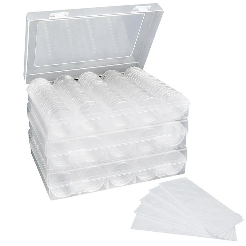 コインカプセルボックスプラスチックコインホルダーコインコレクション用品ボックス泡保護ガスケット付き (17/20/25/27/30 ミリメートル)