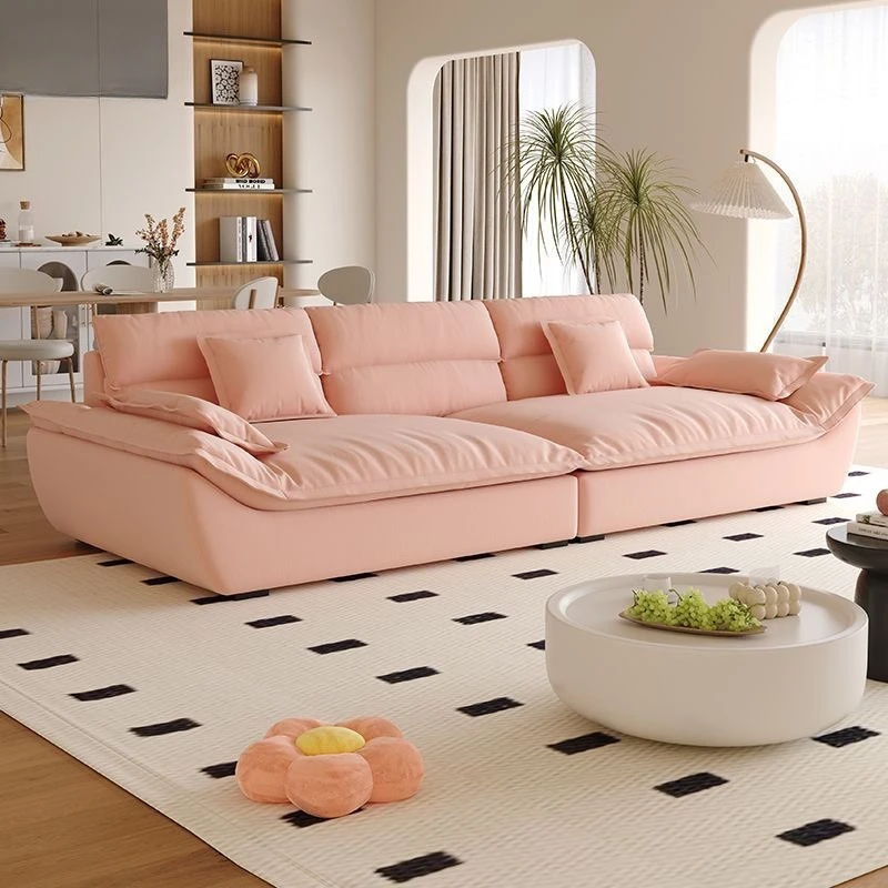 

Modern simple anti-cat claw cloud velvet technology cloth sofa cream sail boat fabric sofa living room size apartment