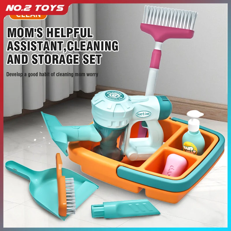 Children's Vacuum Cleaner Set Pretend Housework Tool Toy Simulate Brooms Mops Boy Girls Role Play House Play Cleaning Toys Gifts
