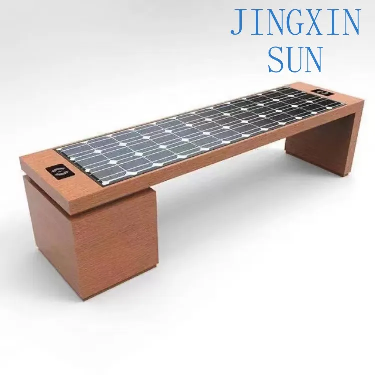 Outdoor Long Wood Park Modern Curve Garden Stand Solar Park Bench Park Chair