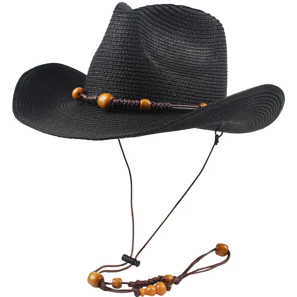 Cross-border Unisex Denim Paper Straw Hat with Detachable Chin Strap, Spring Summer Outdoor Casual Sun Cap