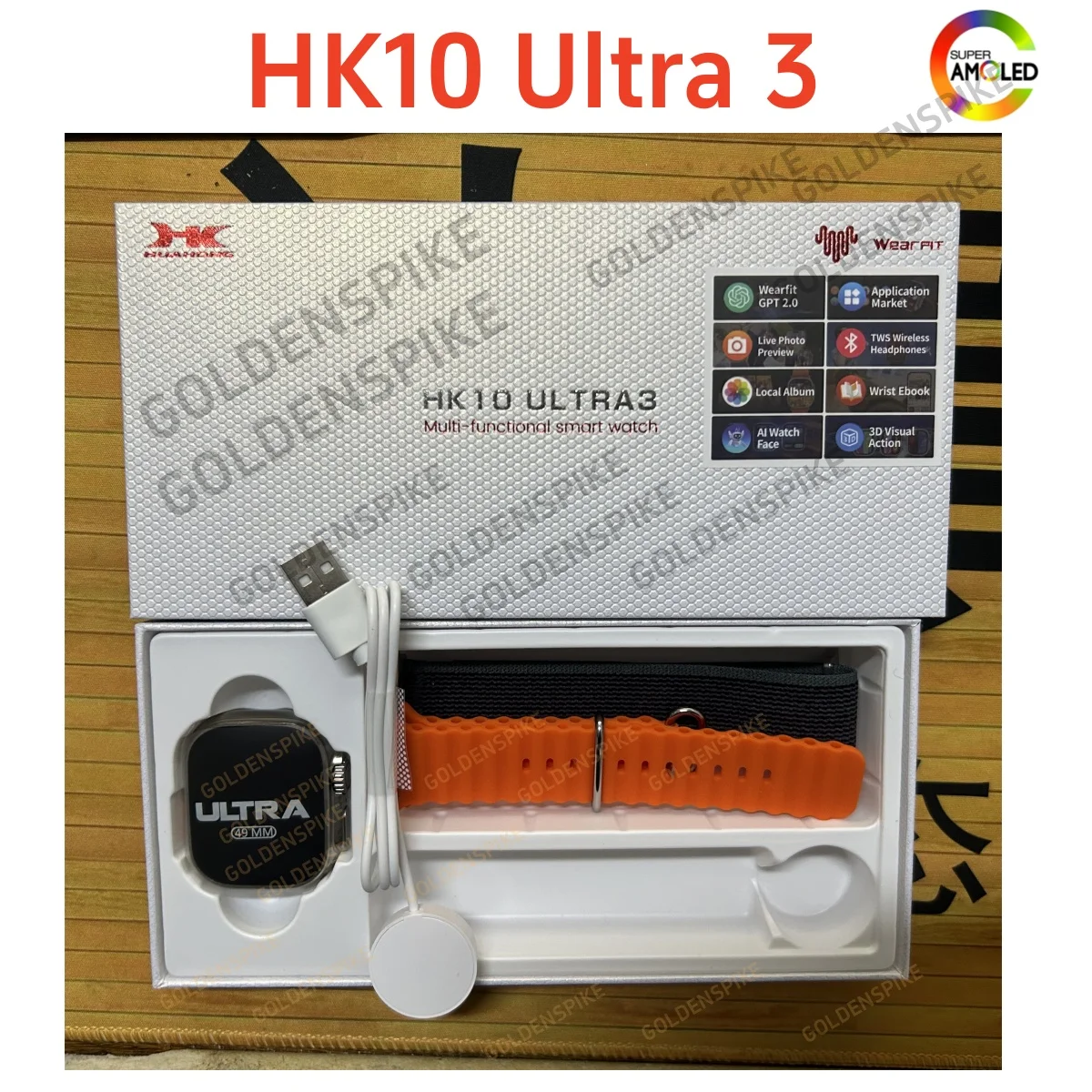 الأصلي HK10 الترا 3 Smartwatch 49 مللي متر AMOLED 4G ROM بلوتوث شبكة دعوة الدردشة روبوت ساعة NFC البوصلة S10 الترا ساعة ذكية