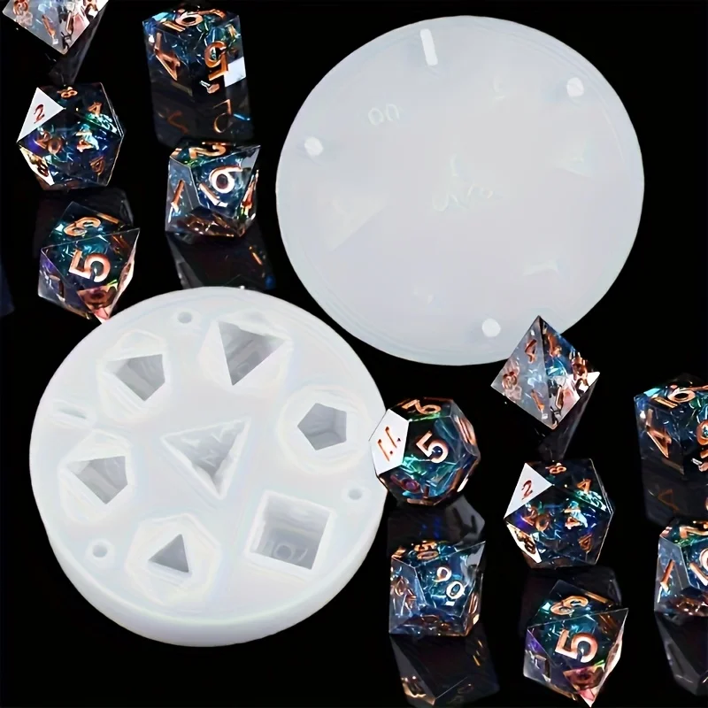 1 set of 7-shaped dice moulds Seamless 3D octahedron silicone moulds Suitable for resin and epoxy casting Handmade crafting