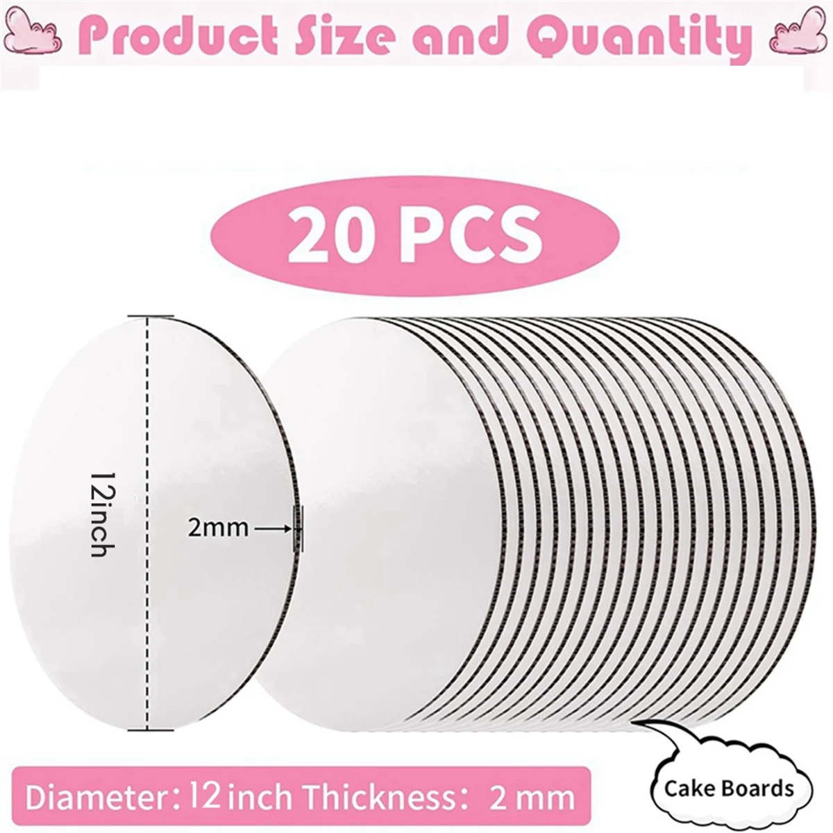 

20 шт. доски для торта, доски для торта, картонные круглые доски для торта, водонепроницаемые и маслостойкие доски для торта 12 дюймов