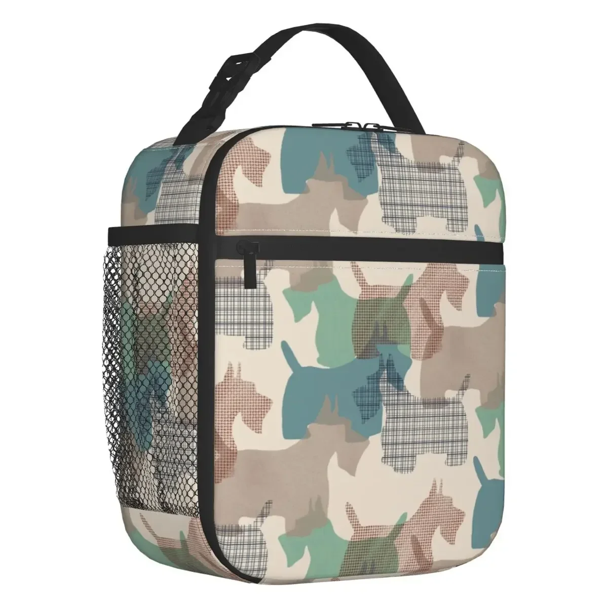 

Scottish Terrier Houndstooth Insulated Lunch Bags Pet Scottie Dog Portable Thermal Cooler Food Lunch Box Work School Travel