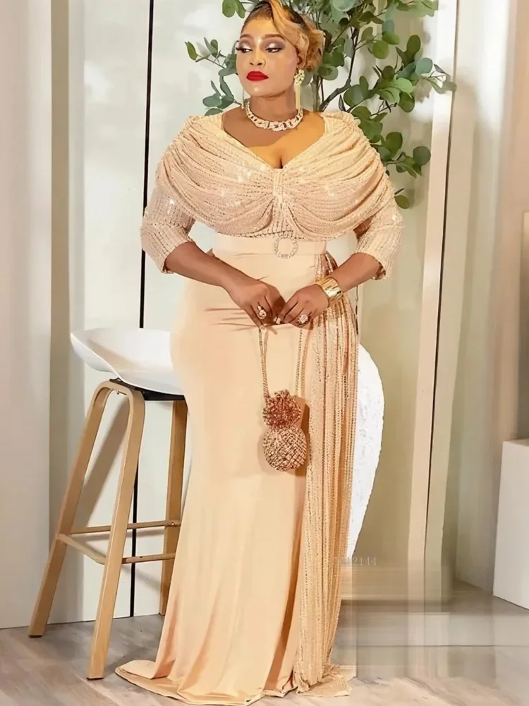 

Плюс размер африканское Дашики с блестками облегающее длинное платье сексуальное турецкое мусульманское свадебное вечернее платье для женщин элегантное вечернее платье