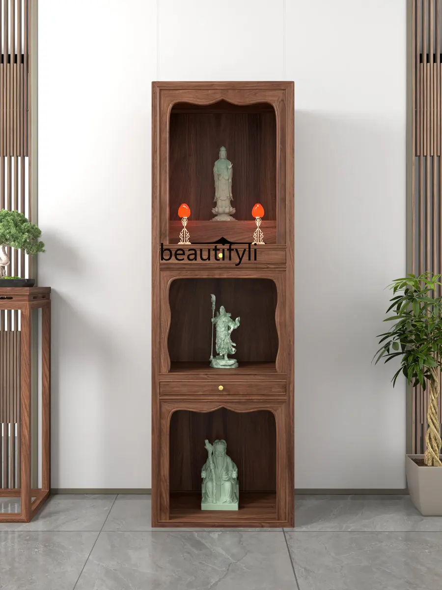 

Solid Wood New Altar Cabinet Light Luxury Buddha Niche Altar Buddha Shrine Black Walnut Shrine Clothes Closet