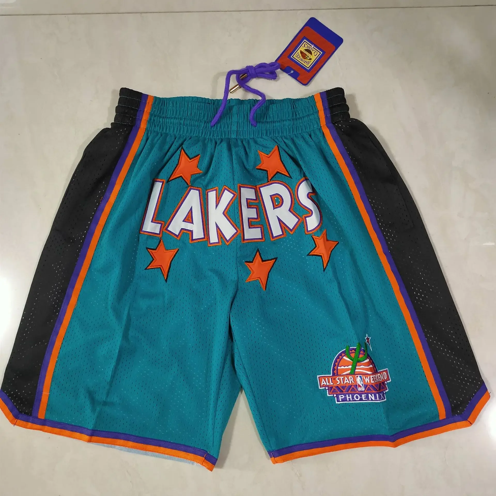 Fashion Basketball Pants Retro Net/dense Embroidery Magic Pocket Shorts Spot Basketball Shorts Men Running Shorts Men