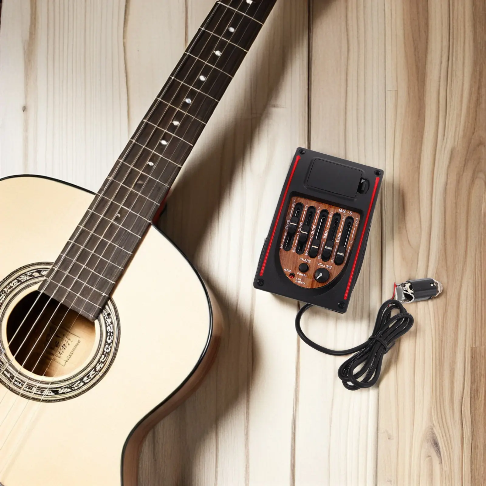 Acoustic Guitar Pickup Preamp 5 Band Equalizer with Endpin Cover for Secure Live Studio Installation