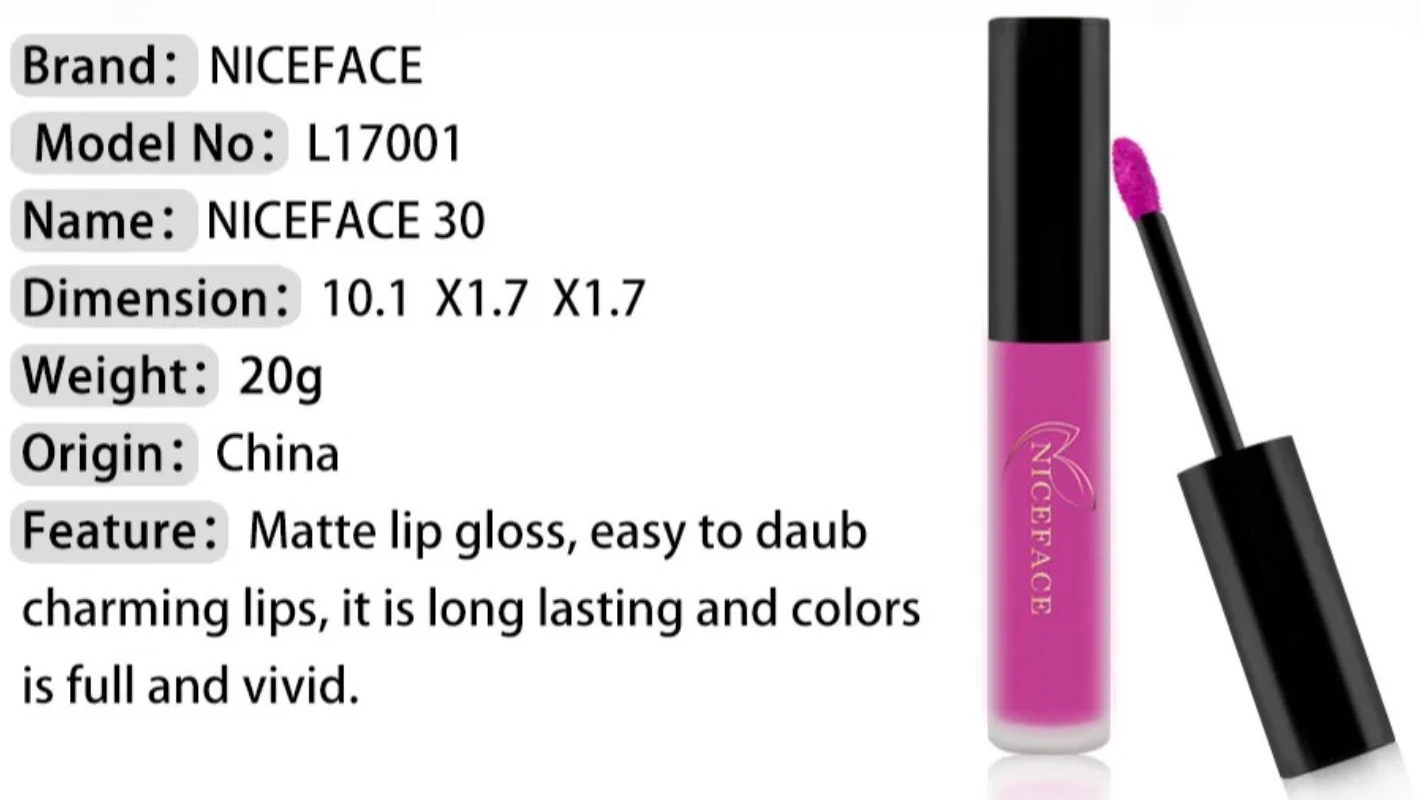 NICEFACE Lip Gloss 36 Color Waterproof Matte Lip Gloss Liquid Lipstick Waterproof Lasting Makeup Lip Gloss Makeup Cosmetics